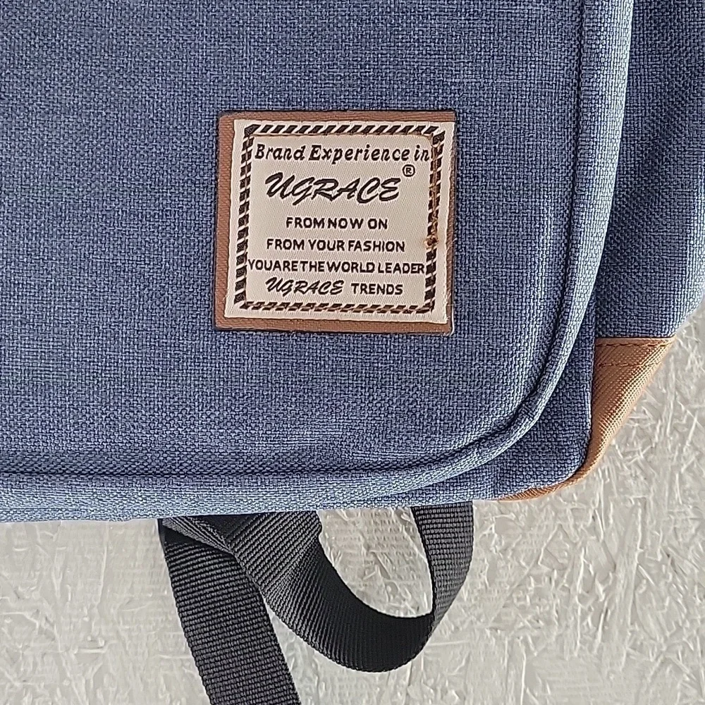 Stylish Blue and Brown Backpack Vintage Style NWOT